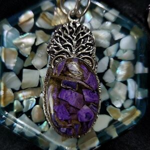 Artisan Silver Necklace with Purple Stone